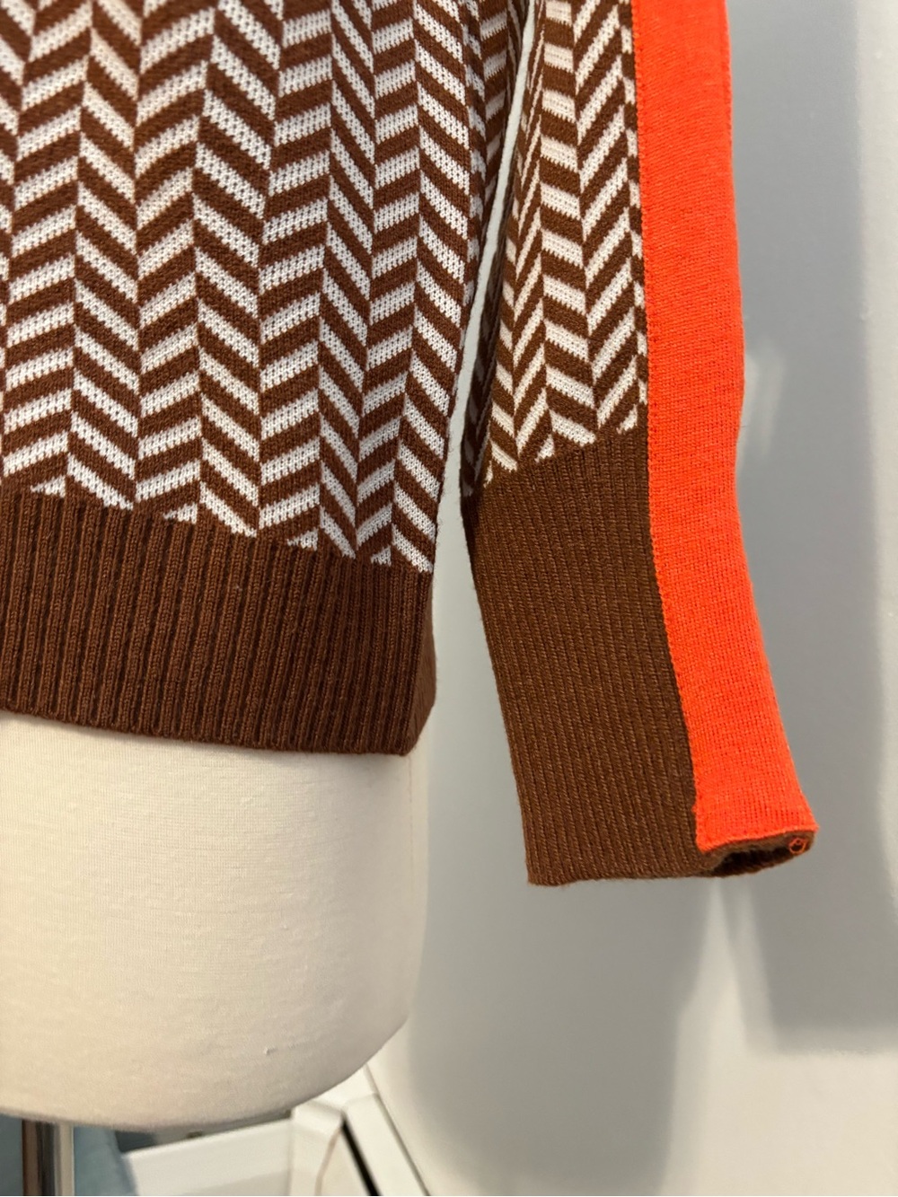 Chevron Knit Sweater with Orange Trim - Picture 3 of 3